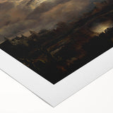 Moody Art Prints - Moonlit Night Over Castle and Forest Landscape