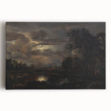 Moody Art Prints - Moonlit Night Over Castle and Forest Landscape