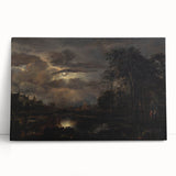 Moody Art Prints - Moonlit Night Over Castle and Forest Landscape