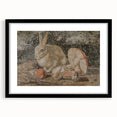 Dark Moody Wall Art: Mosaic Rabbit & Mushrooms - Timeless Dark Print