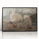 Dark Moody Wall Art: Mosaic Rabbit & Mushrooms - Timeless Dark Print