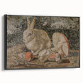 Dark Moody Wall Art: Mosaic Rabbit & Mushrooms - Timeless Dark Print