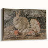 Dark Moody Wall Art: Mosaic Rabbit & Mushrooms - Timeless Dark Print