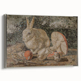 Dark Moody Wall Art: Mosaic Rabbit & Mushrooms - Timeless Dark Print