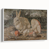 Dark Moody Wall Art: Mosaic Rabbit & Mushrooms - Timeless Dark Print