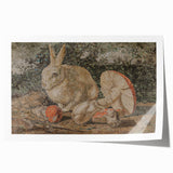 Dark Moody Wall Art: Mosaic Rabbit & Mushrooms - Timeless Dark Print