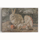 Dark Moody Wall Art: Mosaic Rabbit & Mushrooms - Timeless Dark Print