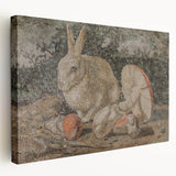 Dark Moody Wall Art: Mosaic Rabbit & Mushrooms - Timeless Dark Print