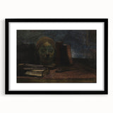 Dark Moody Wall Art: Literary Still Life with Bust - Timeless Dark Print