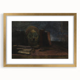 Dark Moody Wall Art: Literary Still Life with Bust - Timeless Dark Print