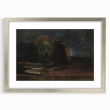 Dark Moody Wall Art: Literary Still Life with Bust - Timeless Dark Print