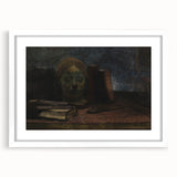 Dark Moody Wall Art: Literary Still Life with Bust - Timeless Dark Print