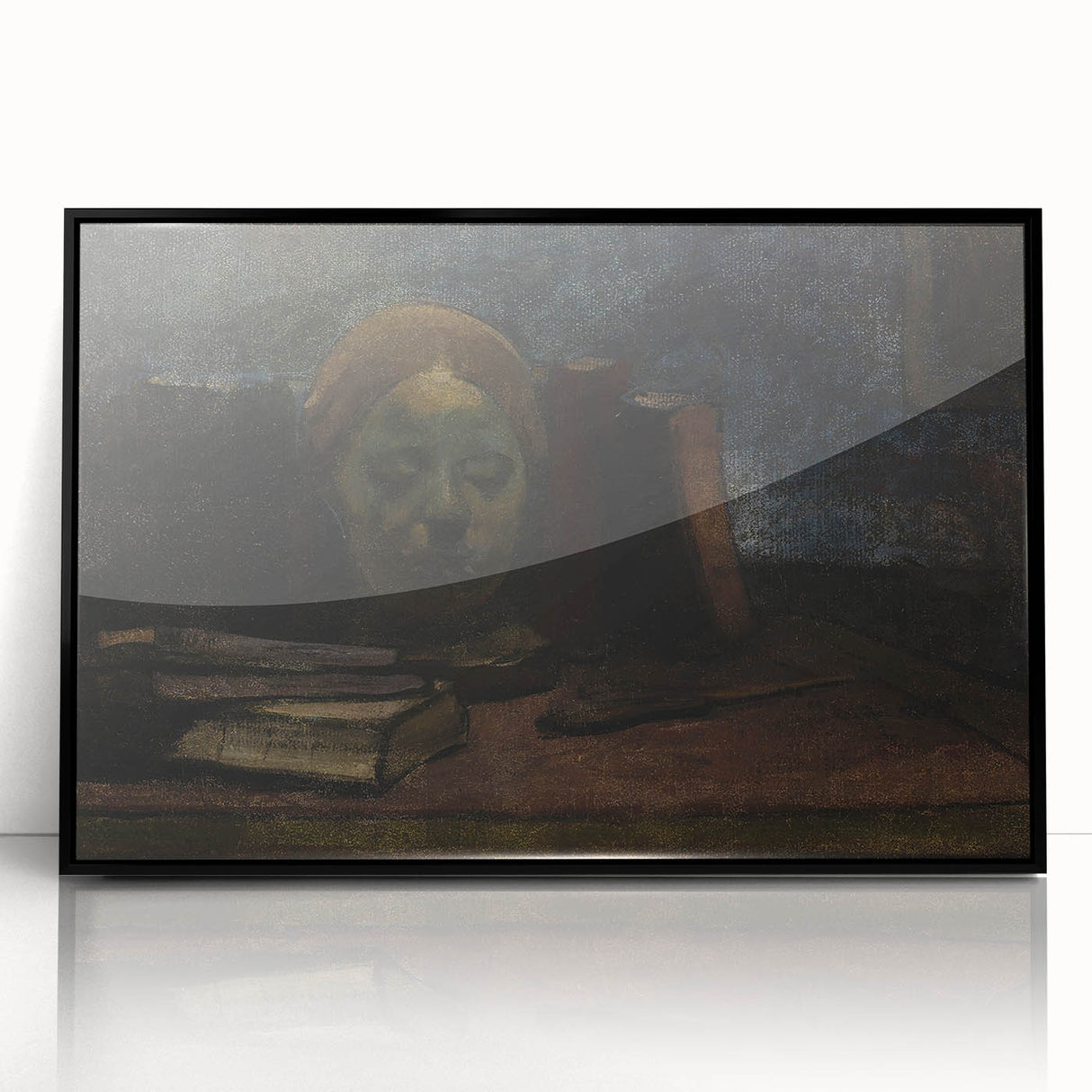Dark Moody Wall Art: Literary Still Life with Bust - Timeless Dark Print