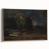 Dark Moody Wall Art: Literary Still Life with Bust - Timeless Dark Print