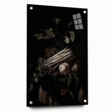 Dark Moody Wall Art - Elegant Still Life with Asparagus and Fruit