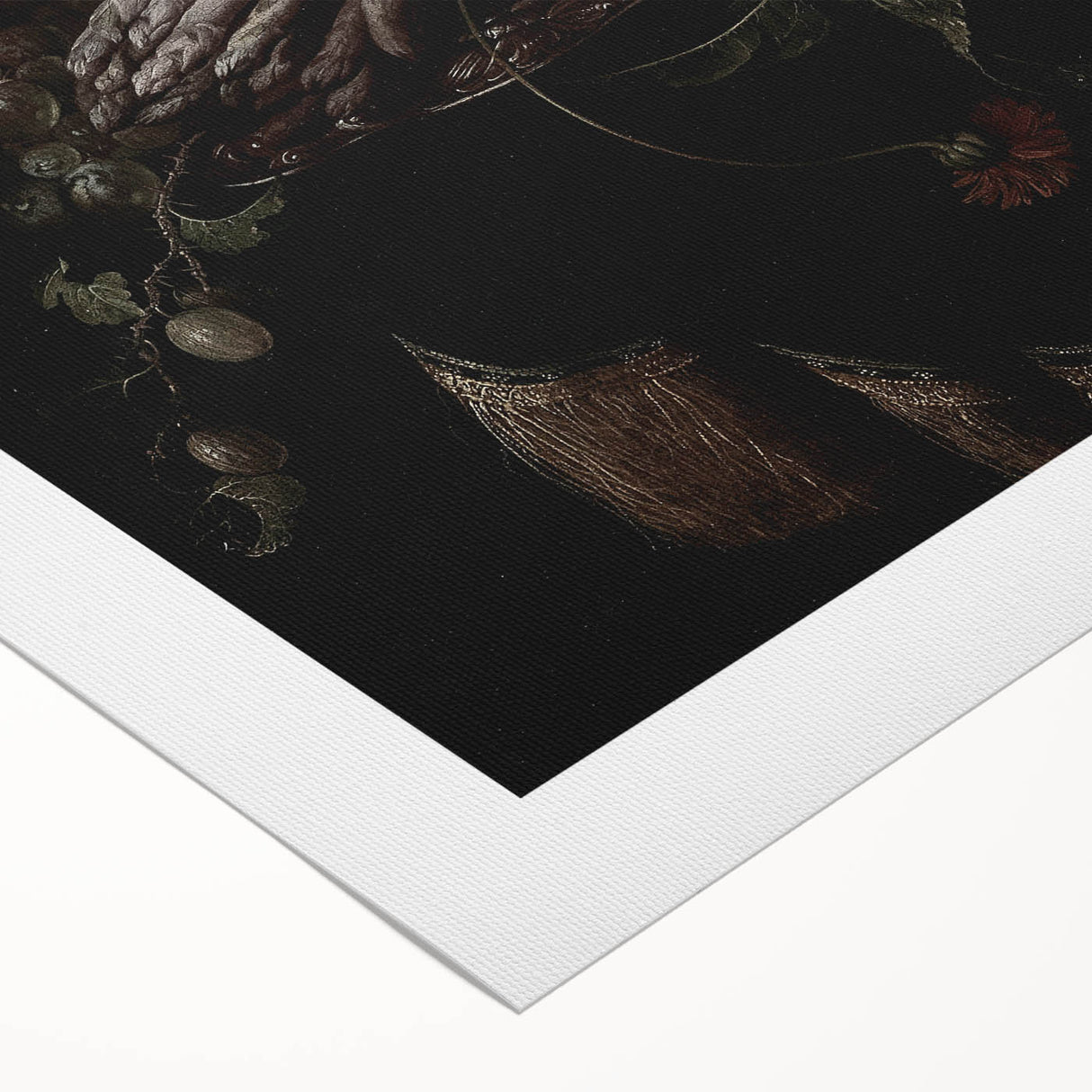 Dark Moody Wall Art - Elegant Still Life with Asparagus and Fruit