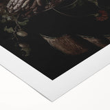 Dark Moody Wall Art - Elegant Still Life with Asparagus and Fruit