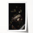 Dark Moody Wall Art - Elegant Still Life with Asparagus and Fruit