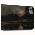 Dark Moody Wall Art: Moonlit Cottage by the Lake - Moody Art Print