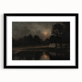 Dark Moody Wall Art: Moonlit Cottage by the Lake - Moody Art Print