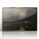Dark Moody Wall Art: Moonlit Cottage by the Lake - Moody Art Print
