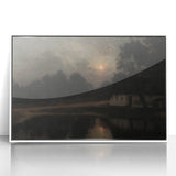 Dark Moody Wall Art: Moonlit Cottage by the Lake - Moody Art Print