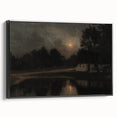 Dark Moody Wall Art: Moonlit Cottage by the Lake - Moody Art Print