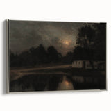 Dark Moody Wall Art: Moonlit Cottage by the Lake - Moody Art Print