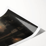 Dark Moody Wall Art: Moonlit Cottage by the Lake - Moody Art Print