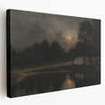 Dark Moody Wall Art: Moonlit Cottage by the Lake - Moody Art Print