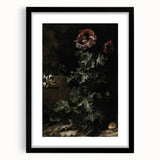 Dark Moody Wall Art - Dramatic Botanical Scene with Flower and Reptiles
