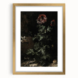 Dark Moody Wall Art - Dramatic Botanical Scene with Flower and Reptiles