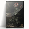 Dark Moody Wall Art - Dramatic Botanical Scene with Flower and Reptiles