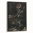 Dark Moody Wall Art - Dramatic Botanical Scene with Flower and Reptiles