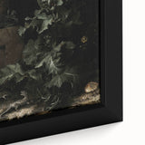 Dark Moody Wall Art - Dramatic Botanical Scene with Flower and Reptiles