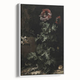 Dark Moody Wall Art - Dramatic Botanical Scene with Flower and Reptiles