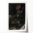 Dark Moody Wall Art - Dramatic Botanical Scene with Flower and Reptiles