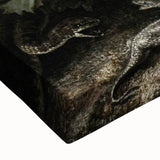 Dark Moody Wall Art - Dramatic Botanical Scene with Flower and Reptiles