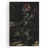 Dark Moody Wall Art - Dramatic Botanical Scene with Flower and Reptiles