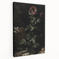Dark Moody Wall Art - Dramatic Botanical Scene with Flower and Reptiles