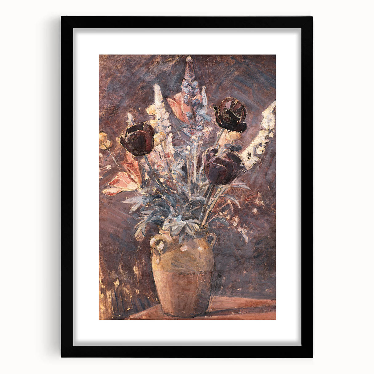 Rustic Floral Still Life - Warm Moody Flowers in a Vintage Vase