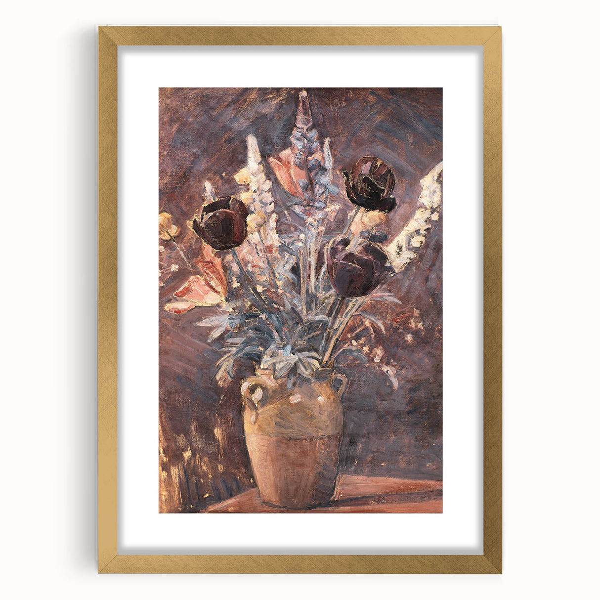 Rustic Floral Still Life - Warm Moody Flowers in a Vintage Vase