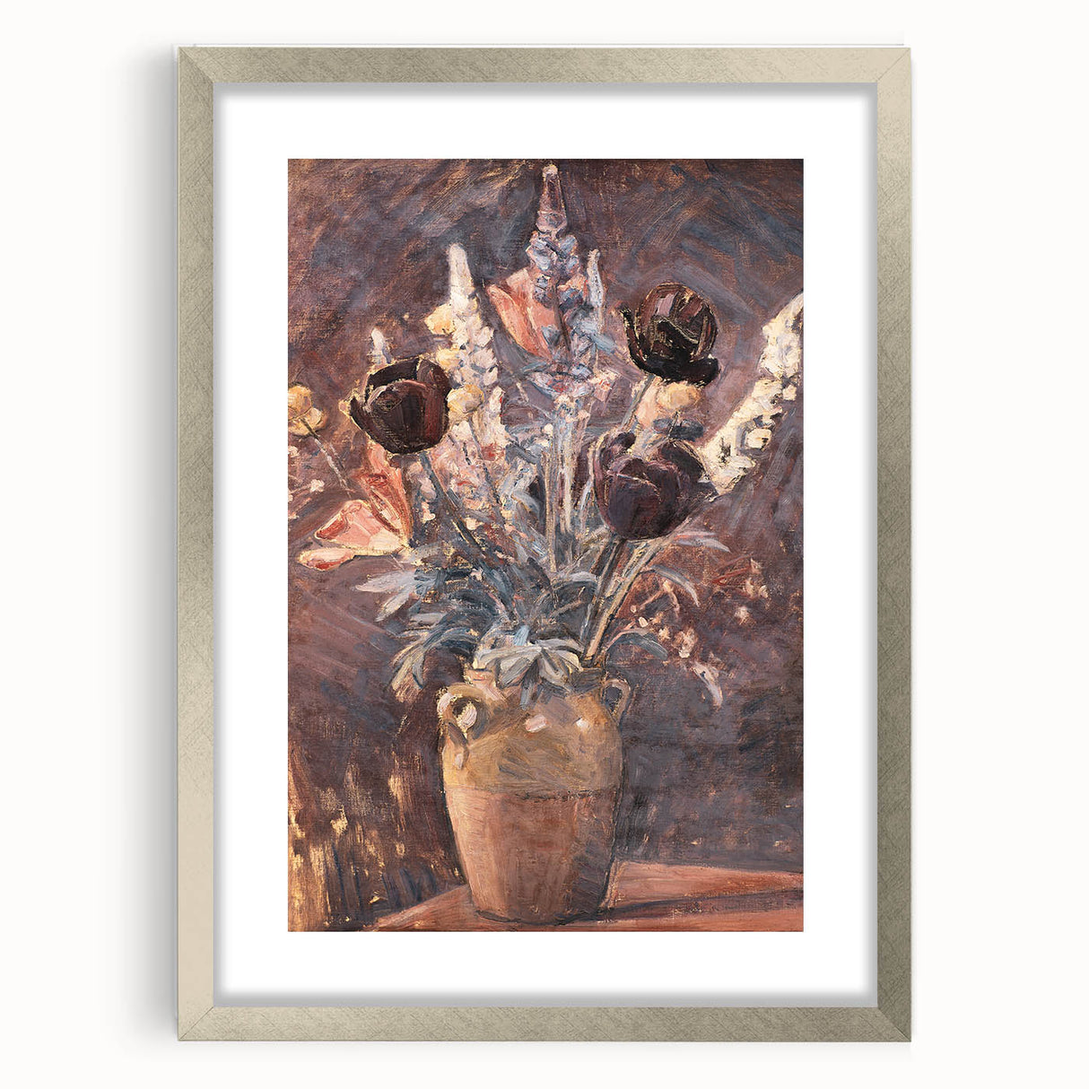 Rustic Floral Still Life - Warm Moody Flowers in a Vintage Vase