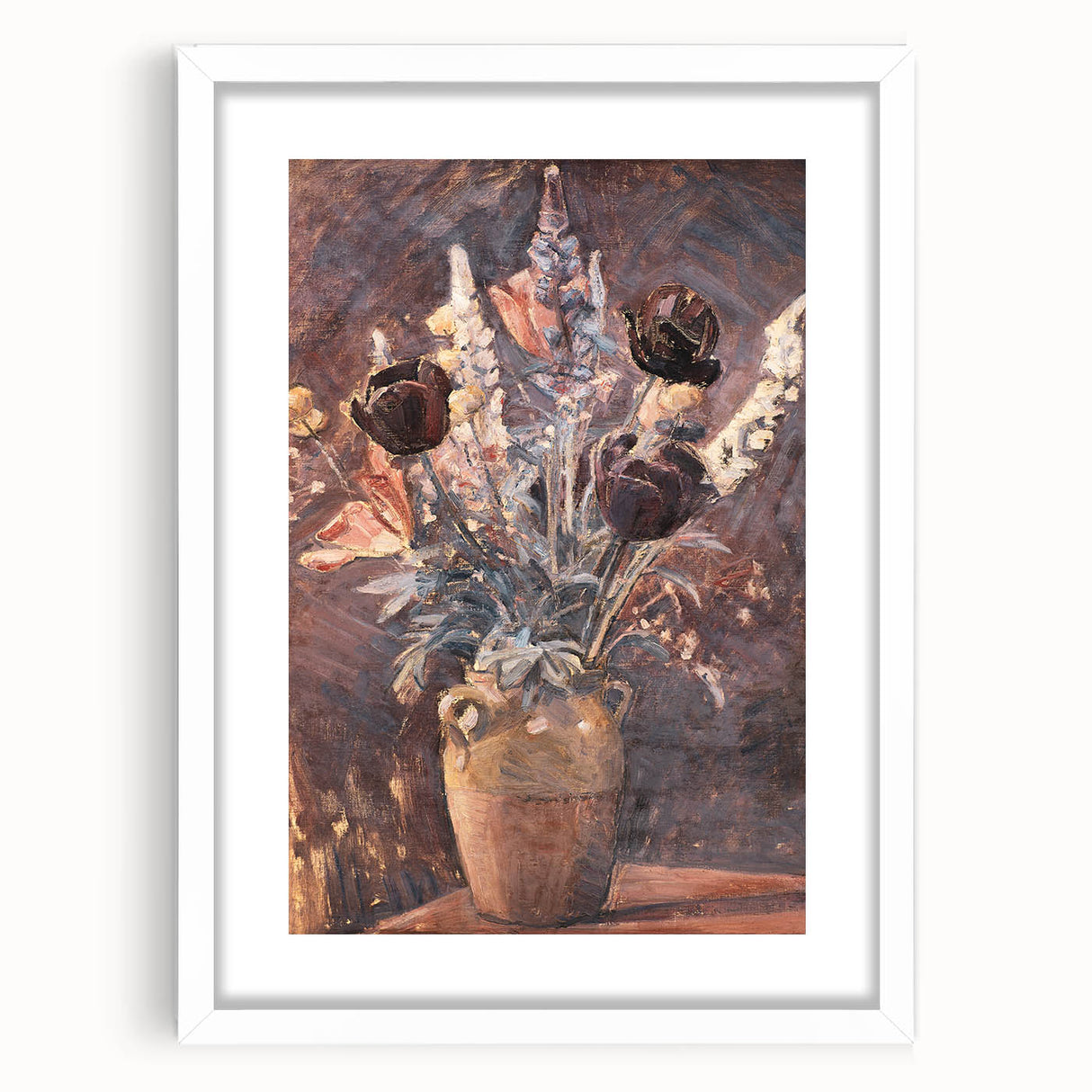 Rustic Floral Still Life - Warm Moody Flowers in a Vintage Vase