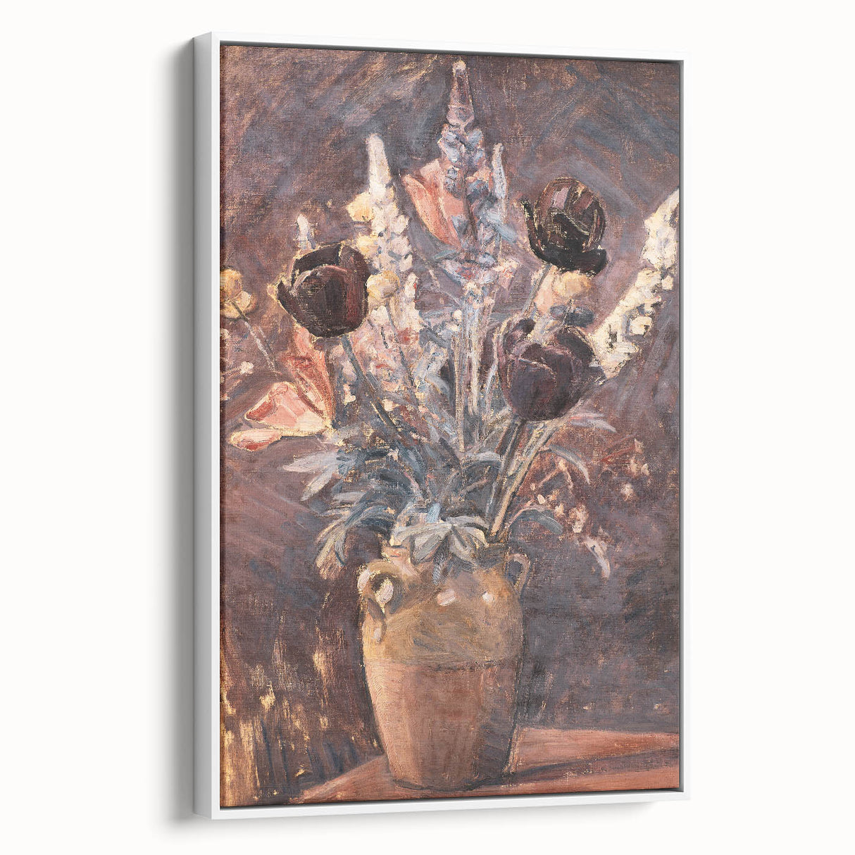 Rustic Floral Still Life - Warm Moody Flowers in a Vintage Vase