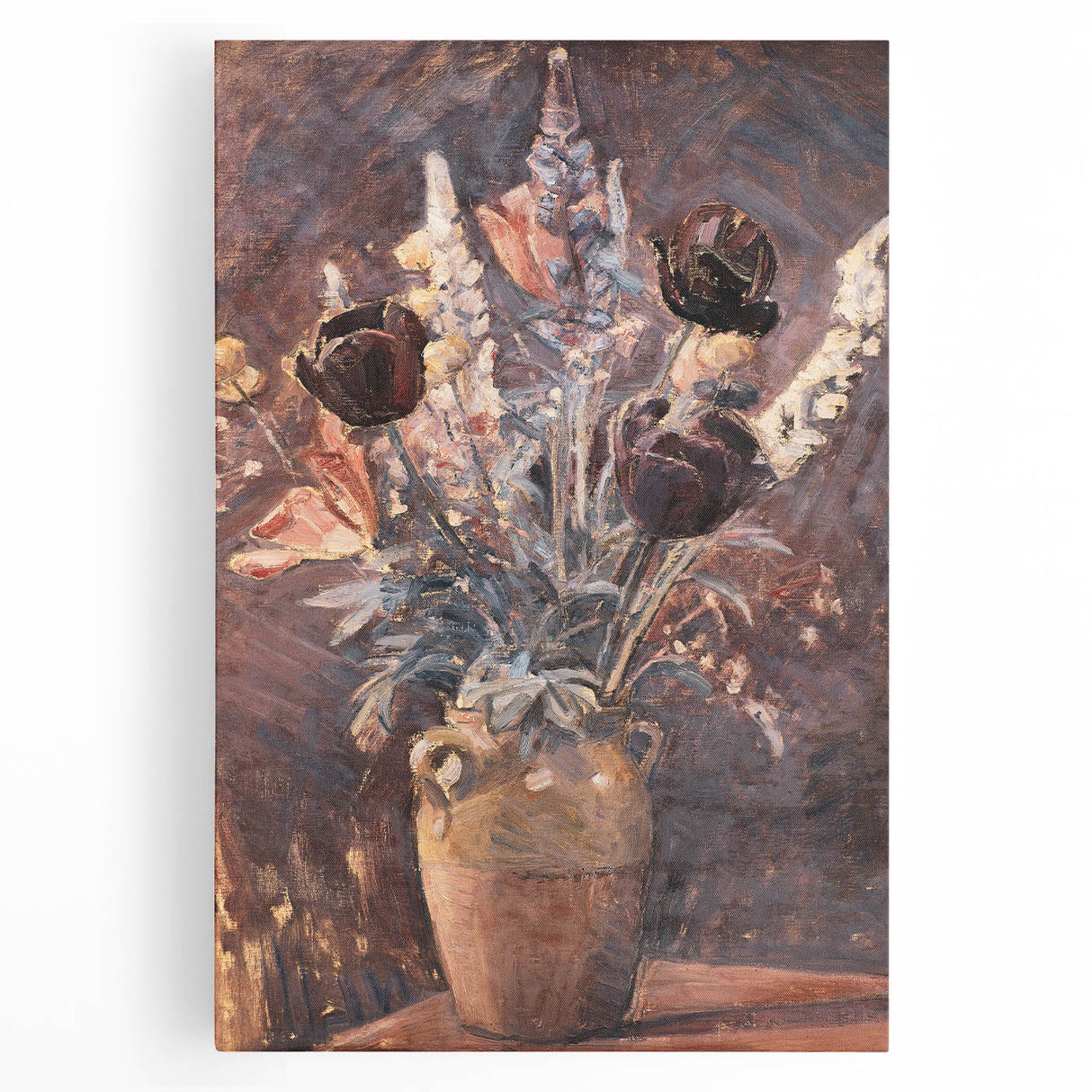 Rustic Floral Still Life - Warm Moody Flowers in a Vintage Vase