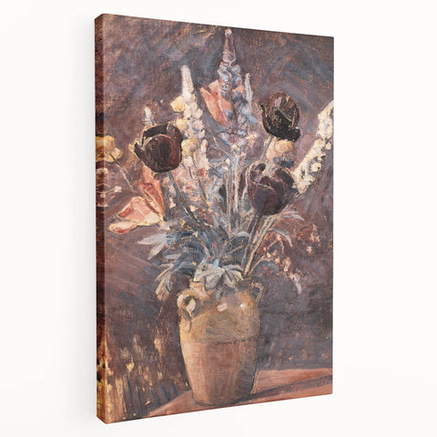 Rustic Floral Still Life - Warm Moody Flowers in a Vintage Vase