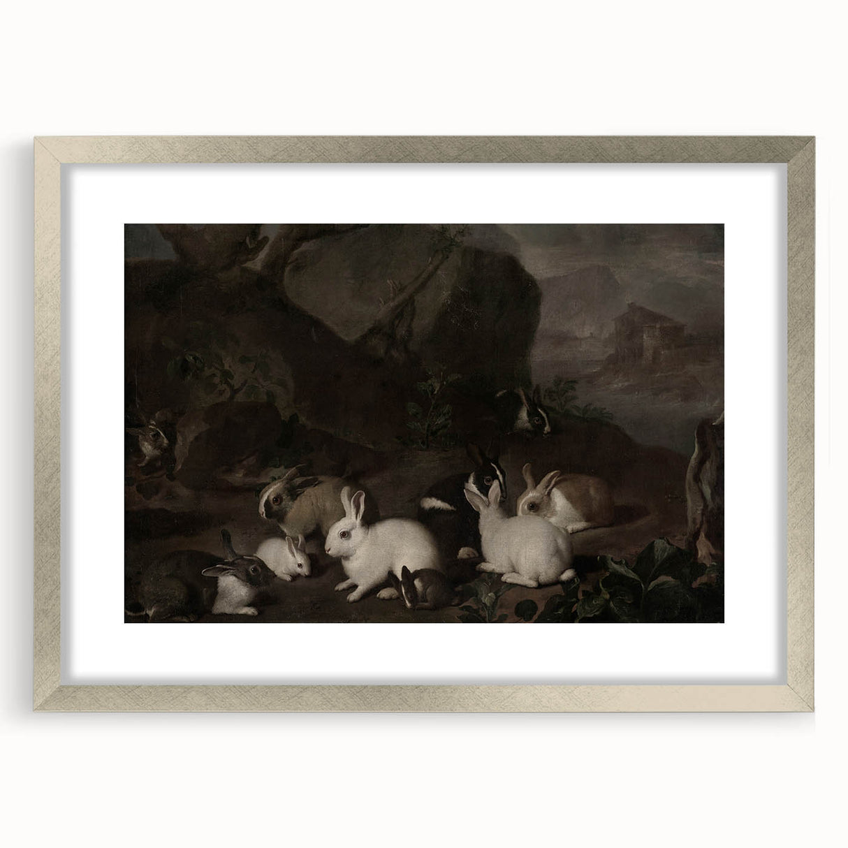 Dark Moody Wall Art | Serene Rabbit Gathering | Moody Animal Prints