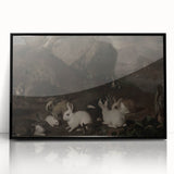 Dark Moody Wall Art | Serene Rabbit Gathering | Moody Animal Prints