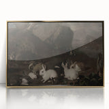 Dark Moody Wall Art | Serene Rabbit Gathering | Moody Animal Prints